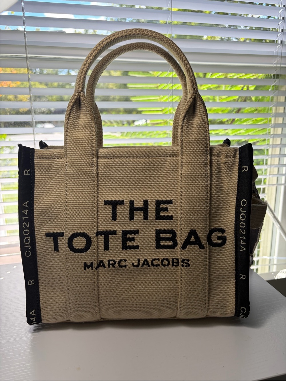 Marc Jacobs Beige Canvas The Tote Bag with Black Logo